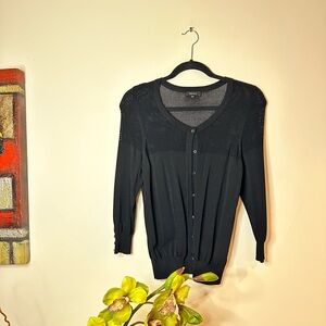 RW&CO Black Cardigan Sweater Classic Knit